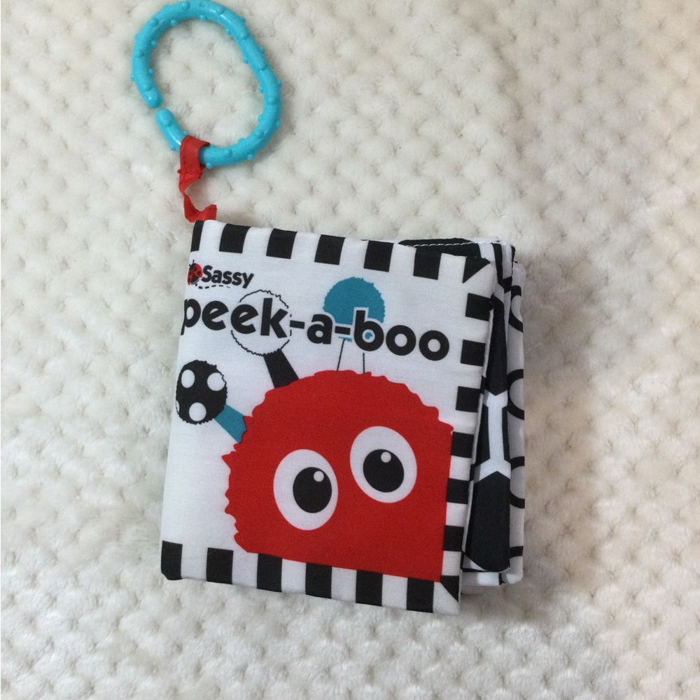Sassy Peek a Boo Cloth Baby Book Soft Sensory Activity Toy